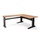 Höj och sänkbart hörnskrivbord Denver, vänster, LxB 1800x2000 mm, bok/svart