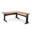 Höj och sänkbart hörnskrivbord Denver, höger, LxB 1800x2000 mm, bok/svart