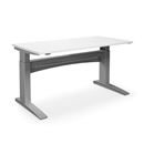 Höj och sänkbart skrivbord Denver, rak, LxB 1600x800 mm, vit/silver