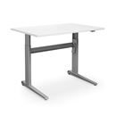 Höj och sänkbart skrivbord Dallas, rak, LxB 1200x800 mm, vit/silver