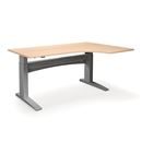 Höj och sänkbart hörnskrivbord Denver, höger, LxB 1800x1200 mm, björk/silver