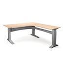 Höj och sänkbart hörnskrivbord Denver, höger, LxB 1800x2000 mm, björk/silver