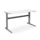 Höj och sänkbart skrivbord Dallas, rak, LxB 1600x800 mm, vit/silver