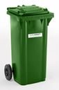 Soptunna av plast, DIN EN 840, 120 l, BxDxH 505 x 555 x 1005 mm, grön