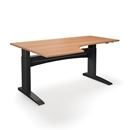Höj och sänkbart hörnskrivbord Denver, vänster, LxB 1800x1200 mm, bok/svart