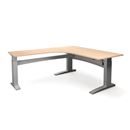 Höj och sänkbart hörnskrivbord Denver, vänster, LxB 1800x2000 mm, björk/silver