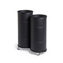 Soptunna Brooklyn Bin, H 730/780 mm, hjul, dubbel utan lock, svart