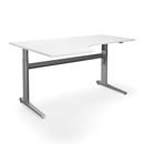 Höj och sänkbart hörnskrivbord Dallas, vänster, LxB 1800x1200 mm, vit/silver