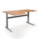 Höj och sänkbart hörnskrivbord Dallas, vänster, LxB 1800x1200 mm, bok/silver