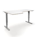 Höj och sänkbart hörnskrivbord Atlanta Trend, vänster, LxB 1800x1200 mm, vit/silver