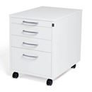 Skrivbordshurts Miami, 4 lådor, hjul, vit laminat