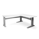 Höj och sänkbart hörnskrivbord Denver, vänster, LxB 1800x2000 mm, vit/silver