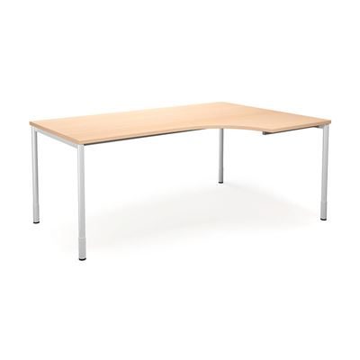 Hörnskrivbord DUO-C, höger, LxB 1800x1200 mm, björk/vit