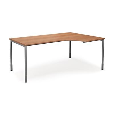 Hörnskrivbord DUO-C, höger, LxB 1800x1200 mm, bok/silver