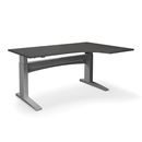 Höj och sänkbart hörnskrivbord Denver, höger, LxB 1800x1200 mm, mörkgrå/silver