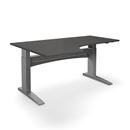 Höj och sänkbart hörnskrivbord Denver, vänster, LxB 1800x1200 mm, mörkgrå/silver