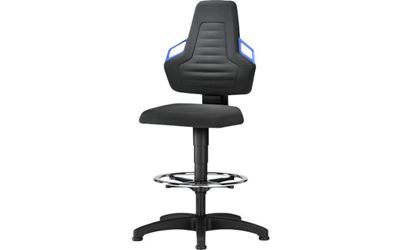 Arbetsstol Bimos Nexxit, med handtag, med glidfötter och fotring, Supertec