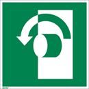 Nödskylt, efterlysande, dörr öppnas motsols, 150x150 mm, plast, 10 st/fp