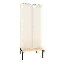 Klädskåp Sonesson, BxDxH 800x550x1900 mm, bänkstativ, 2 dörrar i 2 skåp, vit/vit