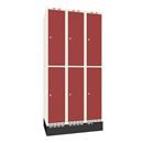 Klädskåp Sonesson Flex, 6 dörrar i 3 skåp, BxD 300x400 mm/skåp, röd/vit