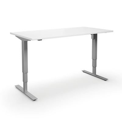 Höj och sänkbart skrivbord Atlanta, rak, LxB 1600x800 mm, vit/silver
