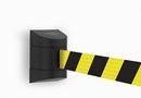 Avspärrningsband väggmodell Tensabarrier Industri, 7,7 m, band: gul/svart, hus: svart