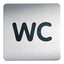 Självhäftande WC-skylt, borstat stål, WC, 150x150 mm
