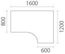 Skrivbordsskiva Hörna, höger, LxB 1600x1200 mm, bok