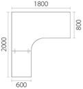 Skrivbordsskiva 3-pelare, vänster, LxB 1800x2000 mm, bok