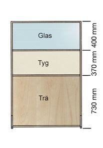 Skärmvägg Silence rak med glasöverdel 800x1500 mm, tyg-glas/ tyg-glas, Ljusgrå, Björk
