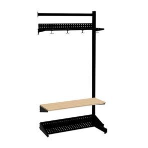 Klädfack Savalen, enkelsidig, B 900 mm, svart, modell D, utbyggnad