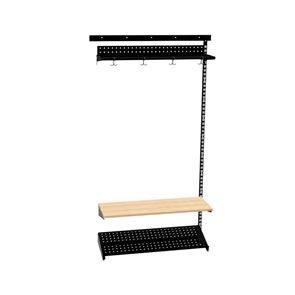 Klädfack Savalen, vägghängd, B 900 mm, svart, modell D, utbyggnad