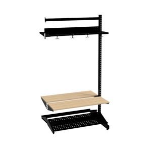 Klädfack Savalen, dubbelsidig, B 900 mm, svart, modell D, utbyggnad