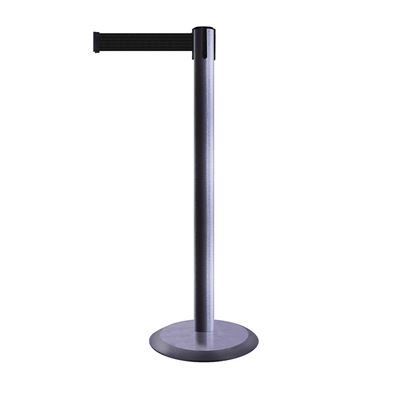 Avspärrningsstolpe Tensabarrier Advance, 3,65 m, stolpe: rostfri, band: svart