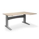 Höj och sänkbart hörnskrivbord Denver, höger, LxB 1800x1200 mm, ek/silver
