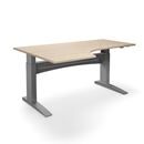 Höj och sänkbart hörnskrivbord Denver, vänster, LxB 1800x1200 mm, ek/silver 