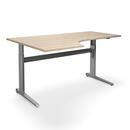 Höj och sänkbart hörnskrivbord Dallas, vänster, LxB 1800x1200 mm, ek/silver