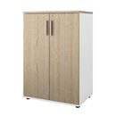 Bokhylla Portland, BxDxH 800x420x1138 mm, vit/ek, med dörrar, dörrhöjd 1060 mm