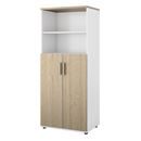 Bokhylla Portland, BxDxH 800x420x1845 mm, vit/ek, med dörrar, dörrhöjd 1060 mm