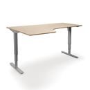 Höj och sänkbart hörnskrivbord Atlanta Trend, vänster, LxB 1800x1200 mm, ek/silver