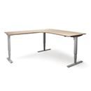 Höj och sänkbart hörnskrivbord Atlanta Trend, vänster, LxB 2000x1800 mm, ek/silver