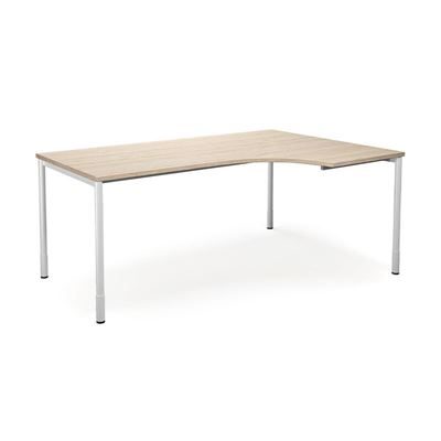 Hörnskrivbord DUO-C, höger, LxB 1800x1200 mm, ek/vit