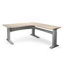 Höj och sänkbart hörnskrivbord Denver, höger, LxB 1800x2000 mm, ek/silver 