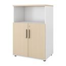 Bokhylla Portland, BxDxH 800x420x1138 mm, vit/björk, med dörrar, dörrhöjd 700 mm