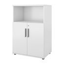 Bokhylla Portland, BxDxH 800x420x1138 mm, vit/vit, med dörrar, dörrhöjd 700 mm