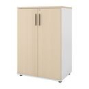 Bokhylla Portland, BxDxH 800x420x1138 mm, vit/björk, med dörrar, dörrhöjd 1060 mm