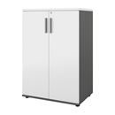 Bokhylla Portland, BxDxH 800x420x1138 mm, mörkgrå/vit, med dörrar, dörrhöjd 1060 mm