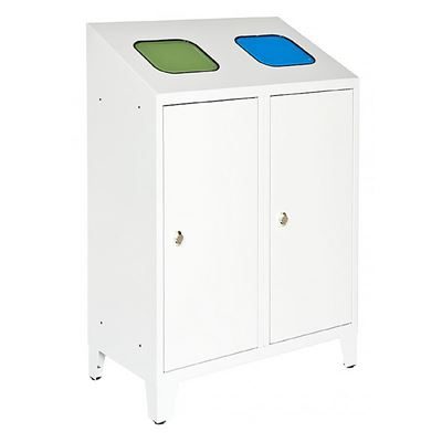 Skåp för källsortering, 2x125 liter,med kärl i plåt