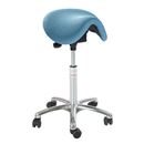 Sadelstol Dalton, ljusblå tyg, utan ryggstöd, flexmekanism