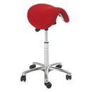 Sadelstol Dalton, röd tyg, utan ryggstöd, flexmekanism